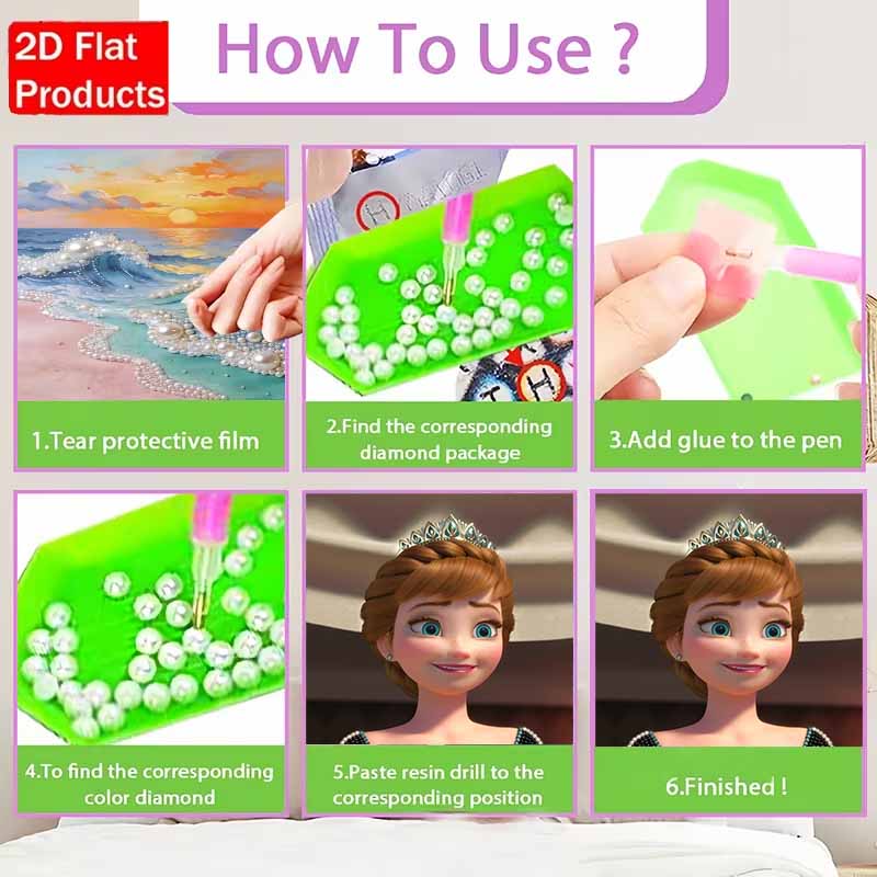 Disney Pearl Painting Frozen 2 Anna Handmade DIY Pearl Gemstone Painting Pictures Crafts Special Shape Home Wall Decoration