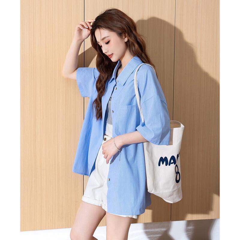 TonLion Women s Lapel Short Sleeve Shirt L