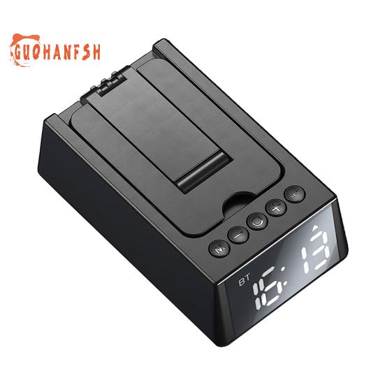 

Динамик Bluetooth-совместимый с подставкой для телефона Светодиодный дисплей Будильник HD-совместимый звук Многофункциональный динамик прохладный черный