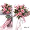 Braut-Weißes Schleierkraut & Rosenstrauß - Frische Künstliche Blumen für Hochzeit oder Brautjungfer.