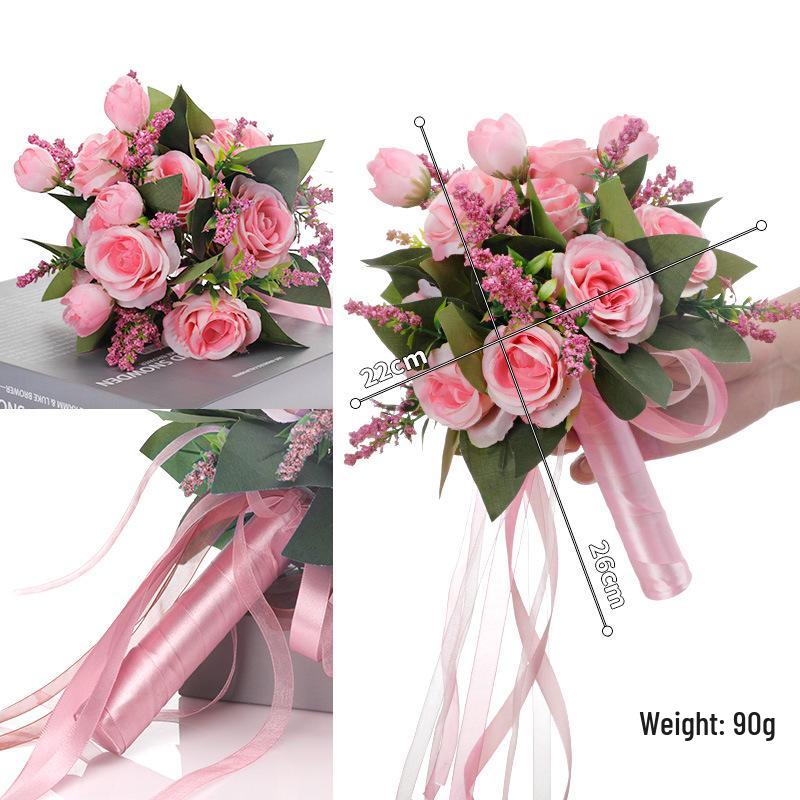 Braut-Weißes Schleierkraut & Rosenstrauß - Frische Künstliche Blumen für Hochzeit oder Brautjungfer.