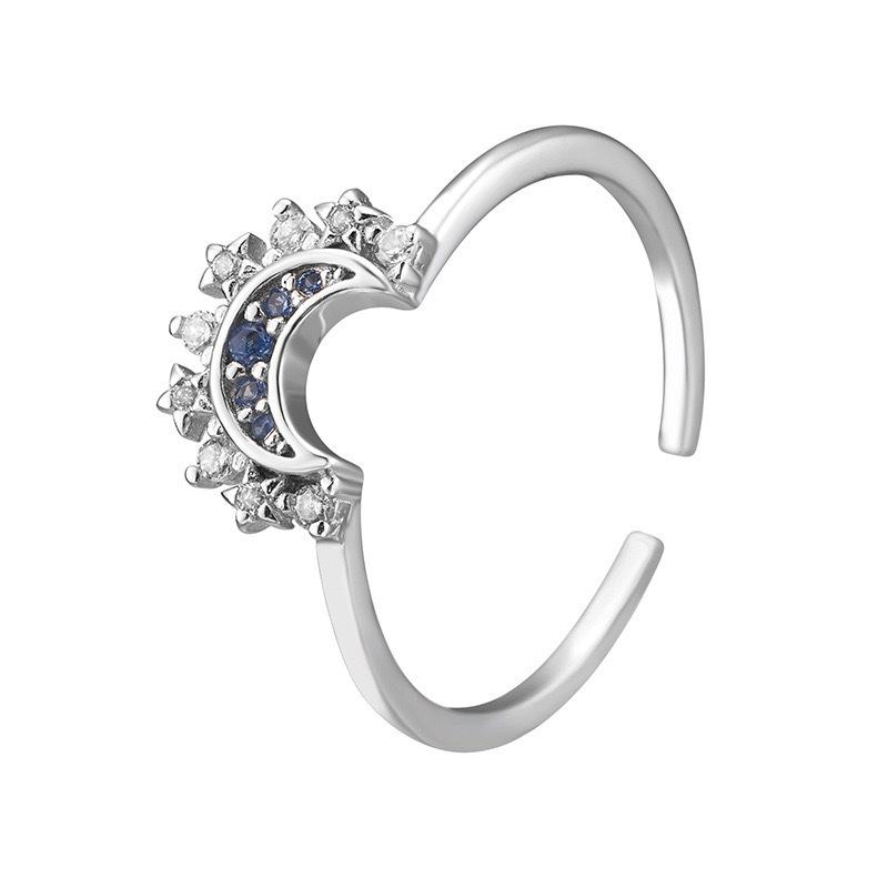 Minimalist Sun and Moon Diamond Couple Rings - Stackable Women's Design