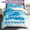 Detroit Lions rugby Pattern Bedding,Quilt Set Quilt Cover Pillowcase Home Birthday Gift (1*duvet cover+2*pillowcase,without core)