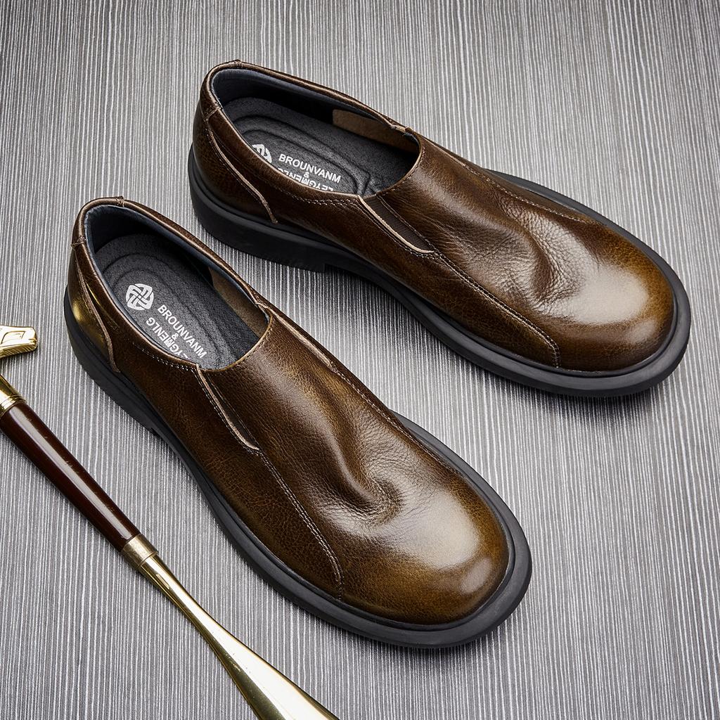 Leder Mode Lederschuhe Herrenfuß Retro Businessschuhe Vielseitige Freizeitschuhe Tide Pedal Atmungsaktive Schuhe