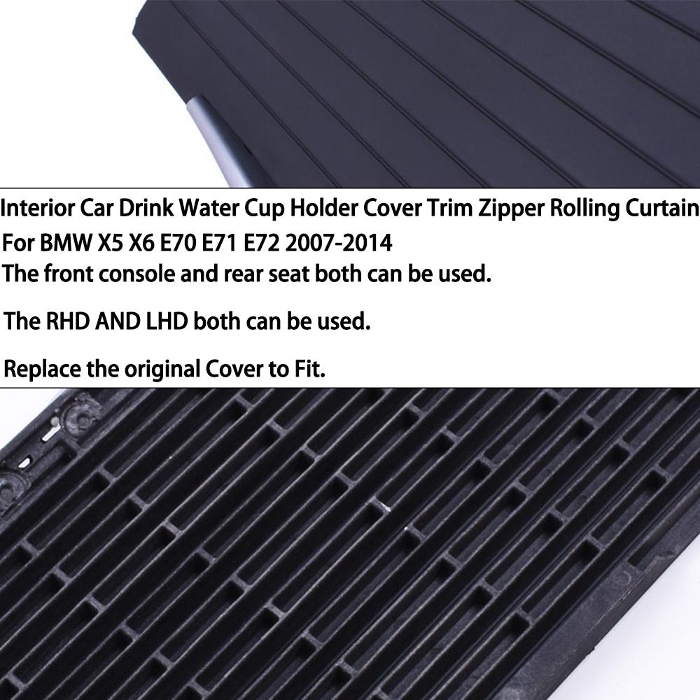 NEW-For BMW X5 X6 E70 E71 E72 2007-2014 Interior Central Console Drink Water Holder Cover Cup Holder Zipper Cup Holder Pull Plat