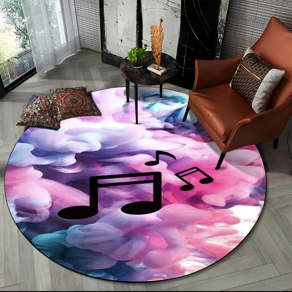 3D Musical Note Piano Art Round Carpet Rug for Living Room Bedroom Child Playroom Chair Decor,Pet Area Rug Non slip Floor Mat