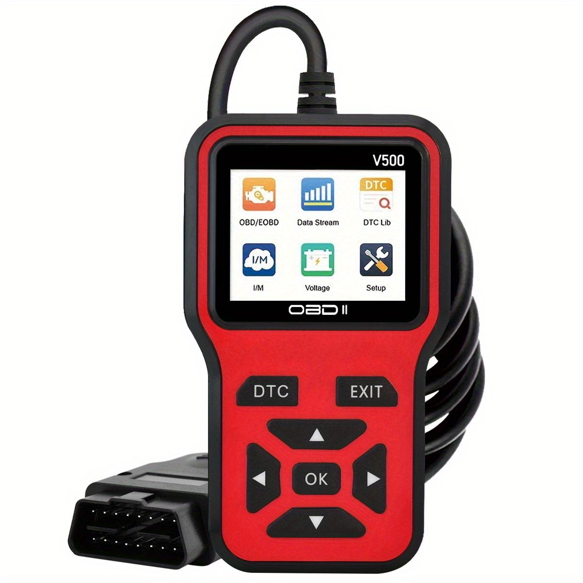 

Автомобильный сканер OBD2 Диагностический инструмент Считыватель кодов, Тестер напряжения автомобиля Сканер кодов неисправностей двигателя, Тестер зарядки Диагностический инструмент V500 красный