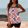 Women’s Sleeveless Tankini Top and Shorts Set Star Print Swimwear Two Piece Swimsuit Athletic Bathing Suit for Summer Beach Pool
