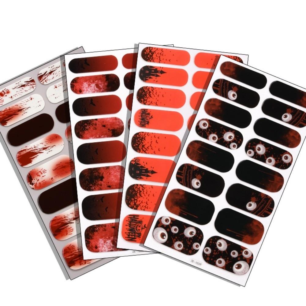 Bloodstain Halloween Luminous Nail Sticker Pumpkin 16 Fingers Set Nail Polish Sticker Beauty Care