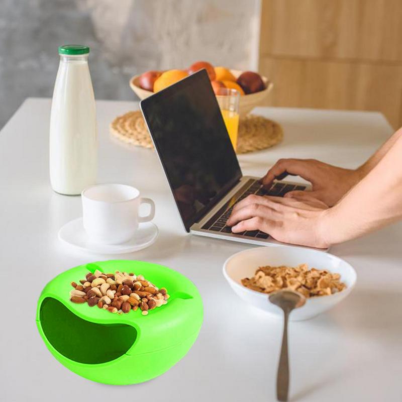 Bol Gustări Bol Nuci Bol Creativ Recipiente Fructe Uscate Strat Dublu Cutie Portabilă Durabilă pentru Depozitarea Gustărilor cu Suport pentru Telefon Mobil