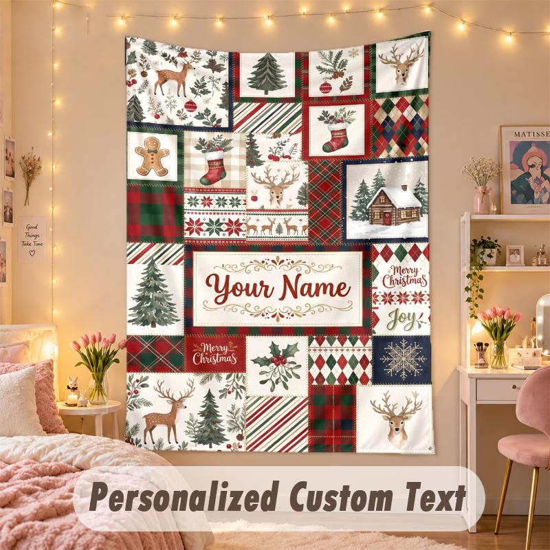 Wall Hanging TapestryChristmas Custom Name Print Art For Indoor Home Room Decoration Holiday Gift
