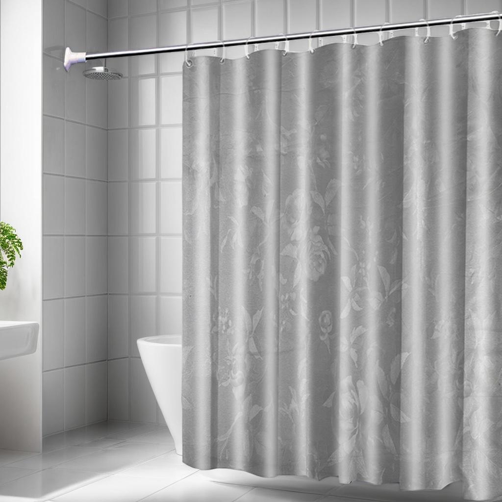 Advanced grey embossed shower curtain light luxury dark grain three-dimensional dry wet separation PEVA waterproof curtain