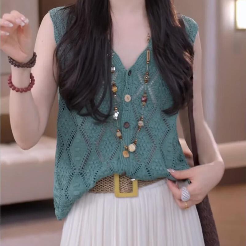 La Chapelle Summer Hollow Knit Sleeveless Top XXL