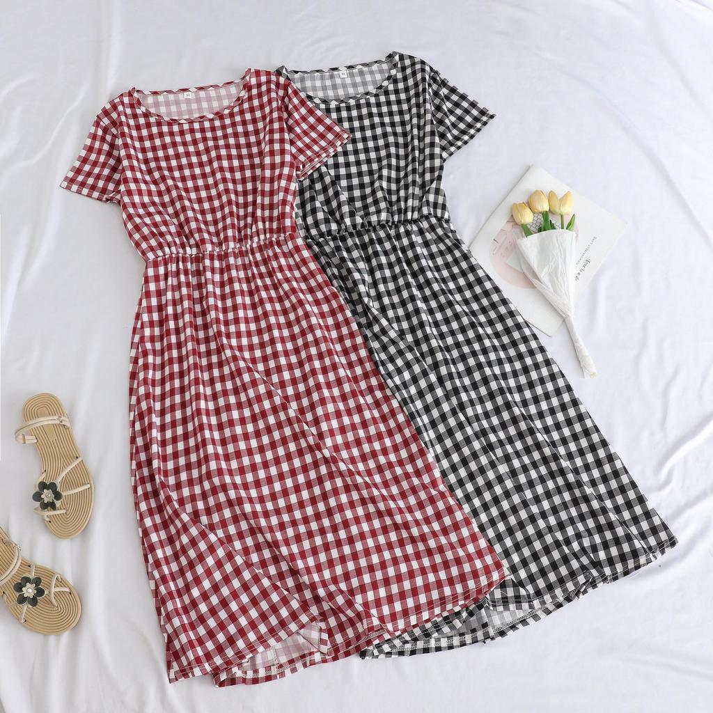 Elegant Mid-Length Short-Sleeved Dress for Middle-Aged and Elderly Women - Fashionable and Age-Reducing