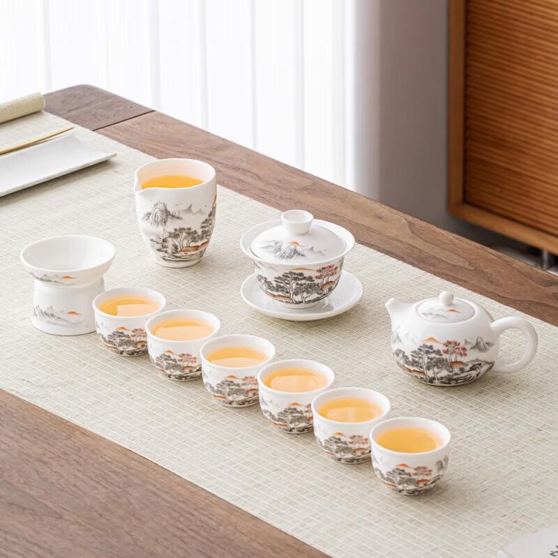 Changshegnyuan Sheep Fat Jade Porcelain Kung Fu Tea Set