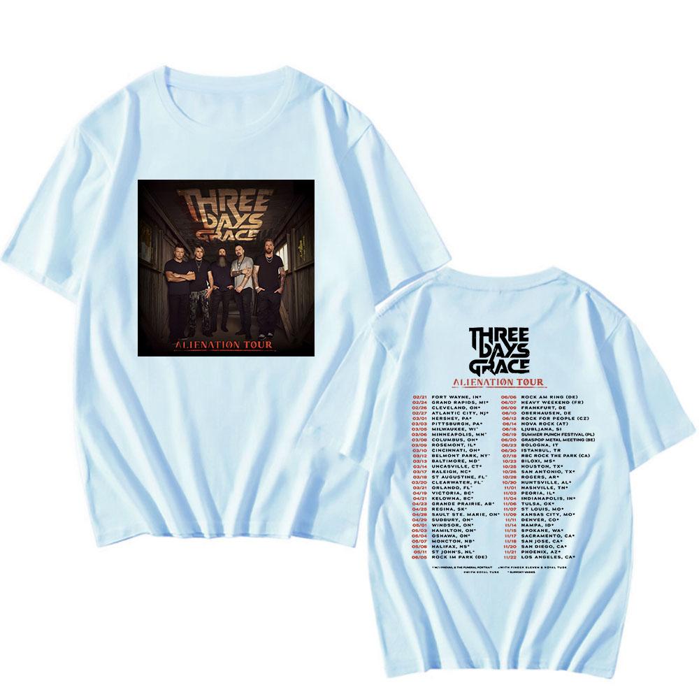 Three Days Grace Alienation Tour 2026 T-shirt Unisex Streetwear Rock Band Heavy Mental Tshirts Cotton Short Sleeve Male T Shirts