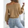 European American Casual Solid Color Off Shoulder Knot Long Sleeve Women Sweater