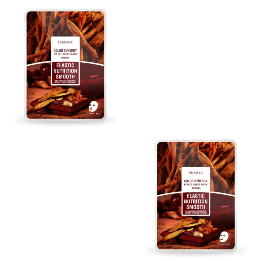 Deoproce Color Synergy Effect Sheet Mask Brown Red Ginseng and Oriental Herbal Complex Extract 20g*5ea/10ea/15ea/20ea
