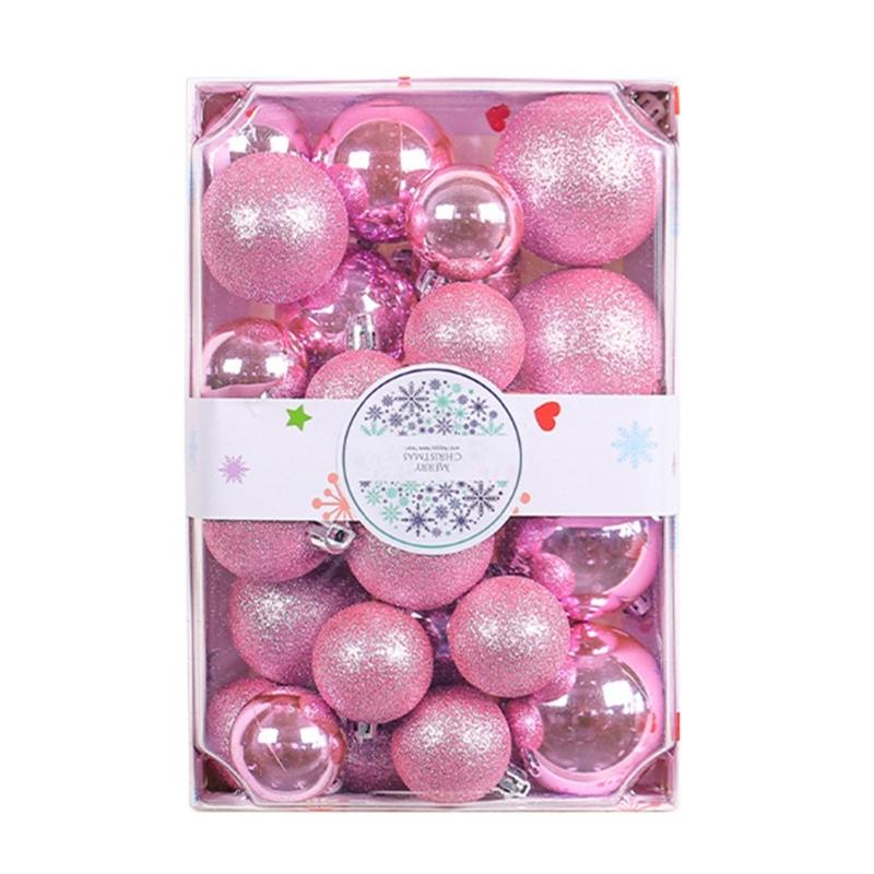 

Pack of 26 Christmas Balls Christmas Tree Ornaments Glitter Ball Hanging Tree Pendant New Year Gift Navidad Home Party розовый