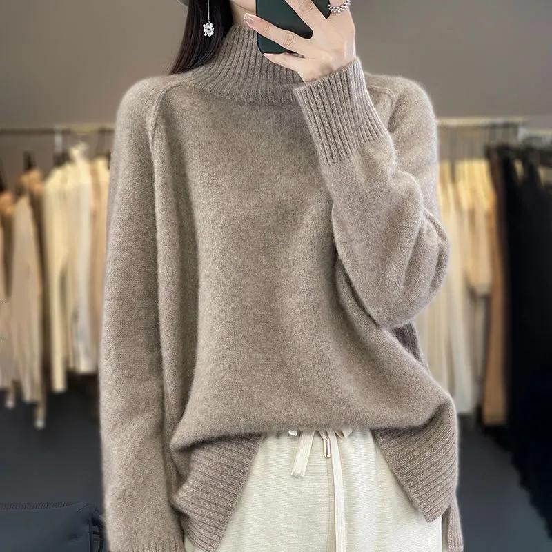 Autumn and Winter Large Size Loose All-match Western Turtleneck Knitted Sweater Sweater Jacket To Keep Warm