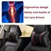2Pcs Car Seat Neck Pillow Headrest Rest Cushion Support PU Leather Knitted Seat  Auto Black Safety Pillow Car Accessories