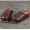 Johnature Genuine Leather Height-increasing Sandals Versatile Thick Soled Round Toe Women's Outdoor Slippers