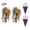 Fade Resistant Decor Patriotic Hanging Basket, Red White Blue Artificial Flowers for America's Flower Basket 250th Anniversary, UV Outdoor Indoor