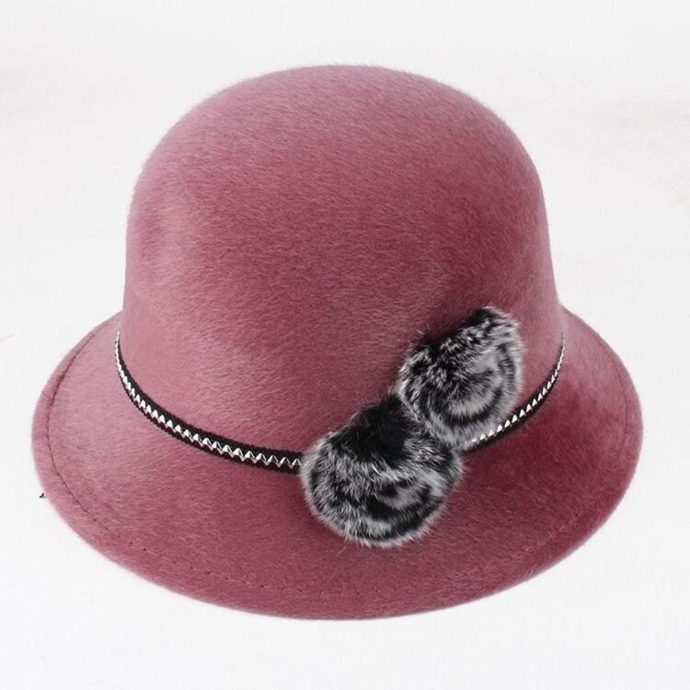 Imitation Fur Topper Hat Solid Color Woolen Bucket Hat Fashion Fisherman Hat  Church
