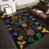 Colorful Floral Pattern Carpet with Mandala Style On Black Background Suitable for Use As an Anti-slip for Living Room Bedroom Sofas