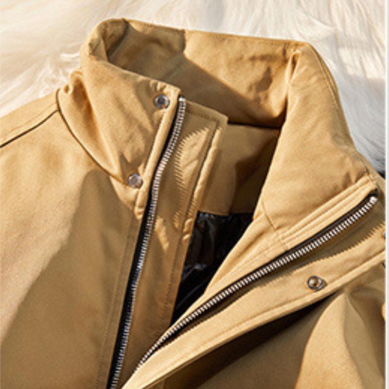 Men's Autumn and Winter with Wool Thickened Cotton-padded Jacket Youth New Large Size Standing Collar Warm Coat