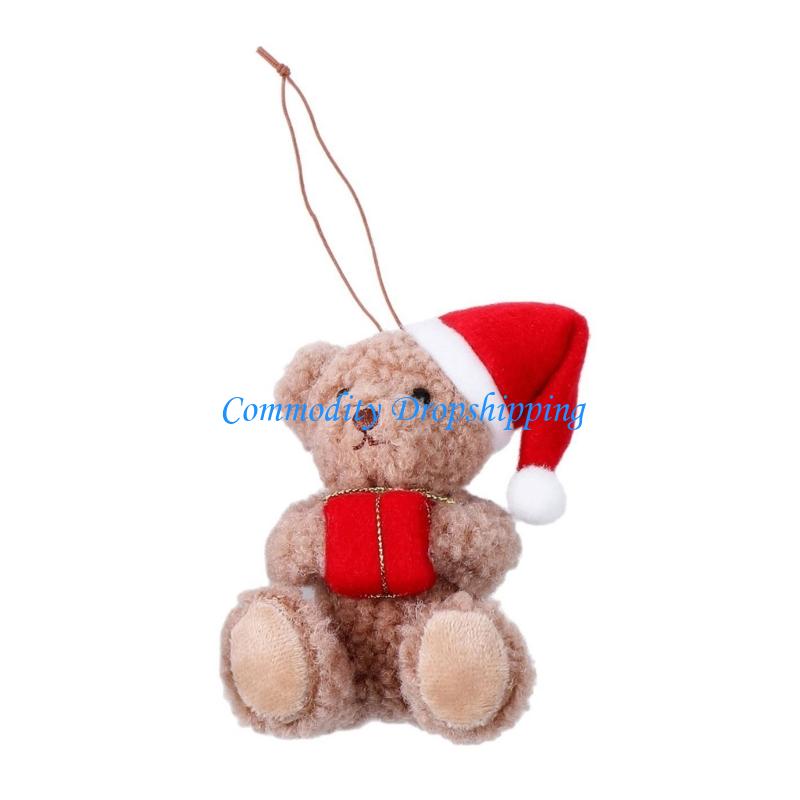 Y5JC Plush Bear Pendant Hanging Pendant Christmas Tree Decorations Desktop Ornaments For Home Party Indoor Outdoor Holiday