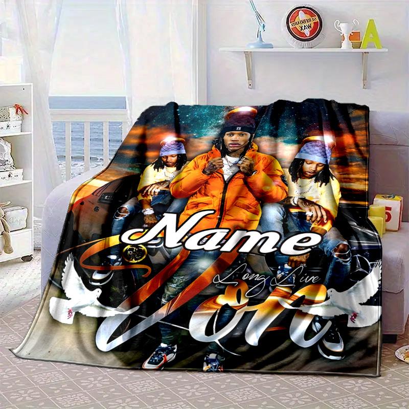 Custom Name King Tattoo Art Blanket bed sofa Blanket Flannel Blanket for Camping, Hiking, Picnic Essentials,gift for family and friends