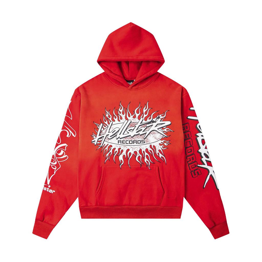 Hellstar Ausgefranster Retro Lockerer Reißverschluss Reiner Baumwoll Hoodie - Amerikanischer Hip Hop Stil