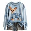 Felpa girocollo da donna con stampa animalier, vestibilità larga, pullover casual