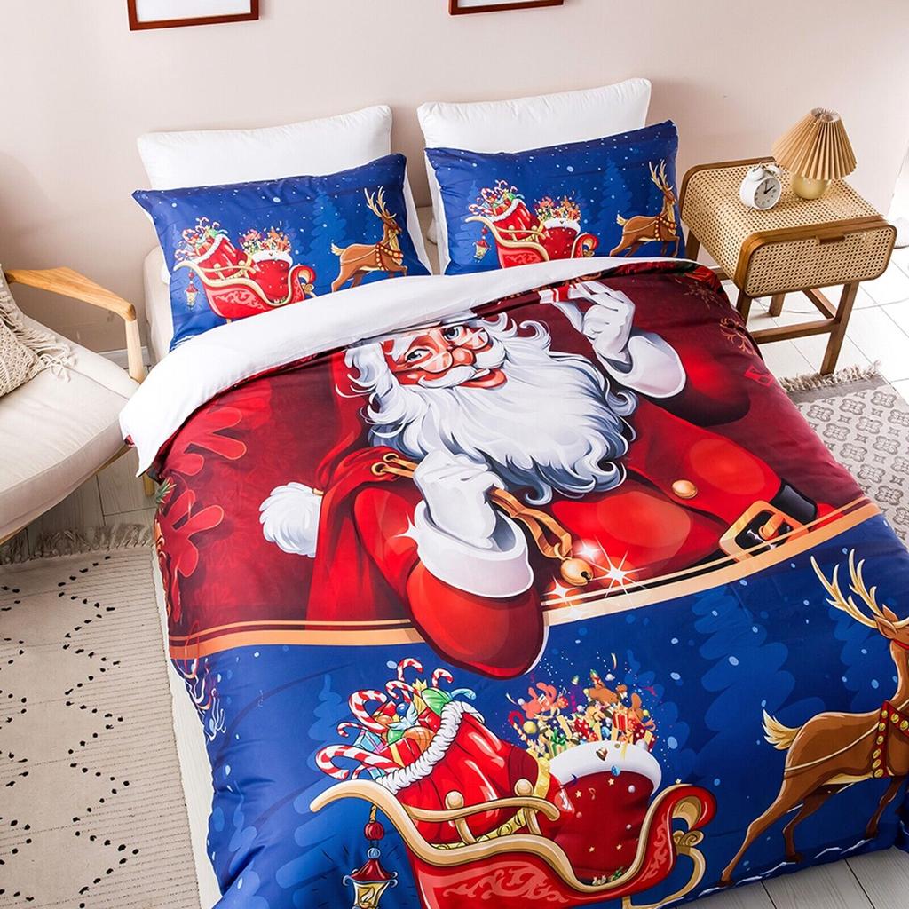 Christmas Quilt Doona Duvet Cover Set Double Queen King Size Bedding Pillowcases