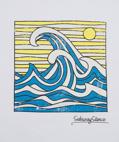 IMPROMES Casual SIDEWAYSTANCE Men's Wave Short Sleeve T-Shirt, White