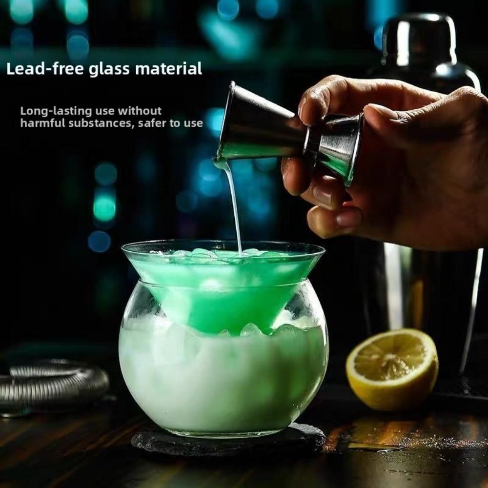 Triangle Base Ball Martini Cocktail Glass Double Layer Molecular Cocktail Glass Party Drinking