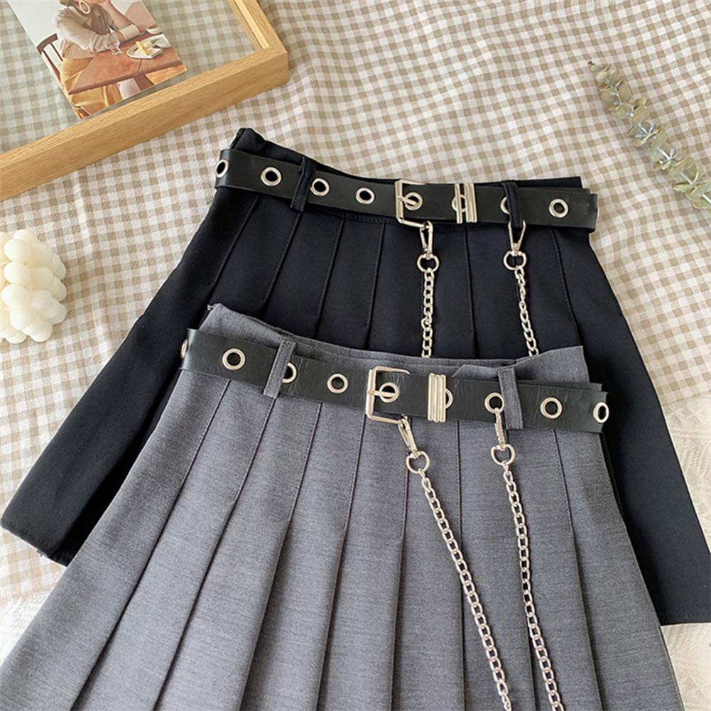 QYY Mini Pleated Stylish Includes Innerwear Skirt, Women's Skirt, Flared, High-Waisted Skirt, A-Line, High-Waisted, Belted, Bottoms, Leg-Slimming,