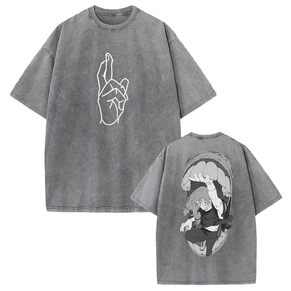 Hot Anime Jujutsu Kaisen Mahito Print T-shirt Men Women Tshirts Short Sleeve Cotton Clothing Retro Washed T Shirt Harajuku Tops