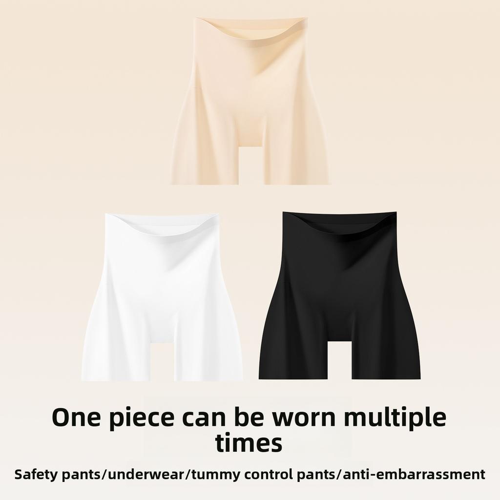 Female Summer Thin No Trace of Abdominal Antibacterial Ice Silk To Lift Hip Anti Go Out of Two in One Safety Underwear