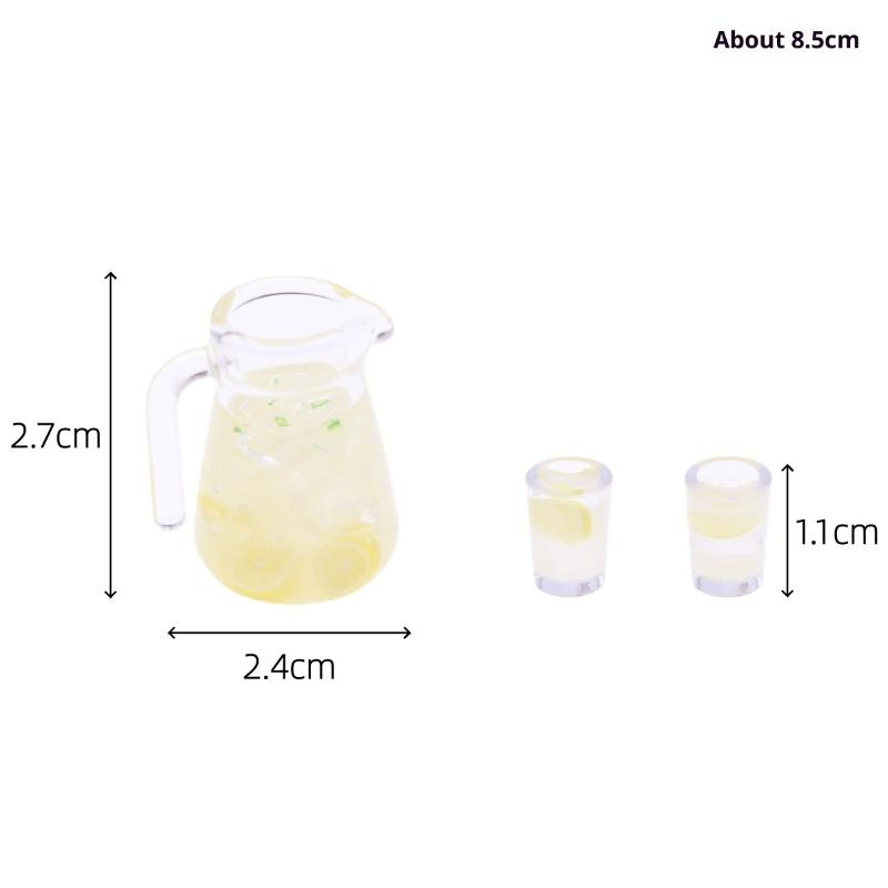 3/4Pcs Dollhouse Miniature Food Simulation Summer Iced Lemon Tea Drink For Doll House Furniture Living Room Scene Model Ornament