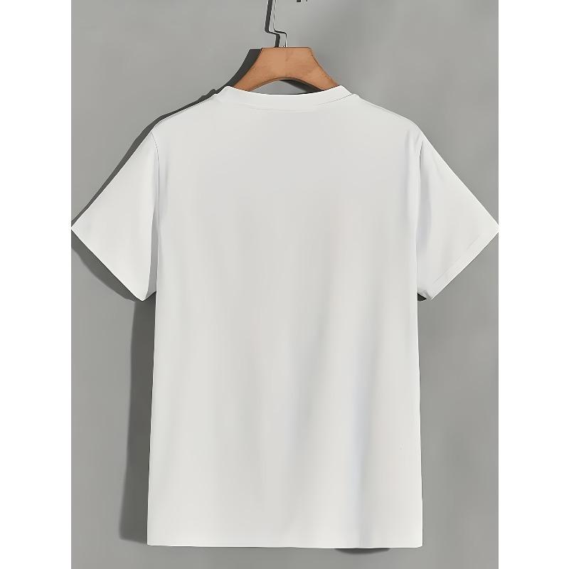 European Size Brain And Hands Graphic Men'S Short Sleeve T-Shirt , Comfortable with Slight Stretch, Regular Fit, Crew Neck, Digital Heat Transfer