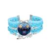 1Pc Demon Hunters KPOP Cartoon Time Gem Bracelet, Leather Braided Blue Multi Layer