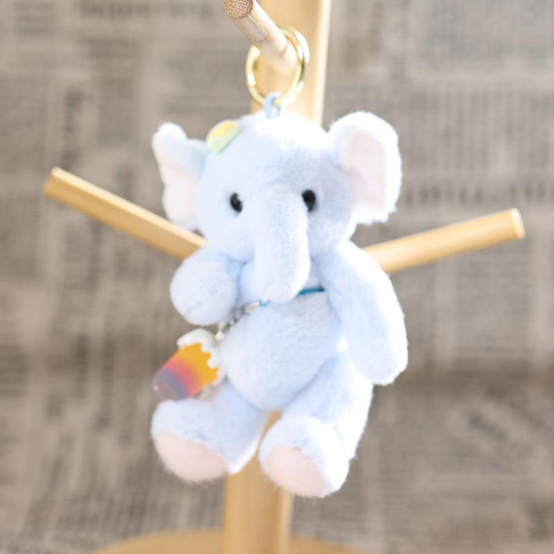 1Pcs Cute Soft Plush Elephant Doll With Joint And Hand And Foot Movement Charm Keychain Toy Bag Pendant Home Decor Gift