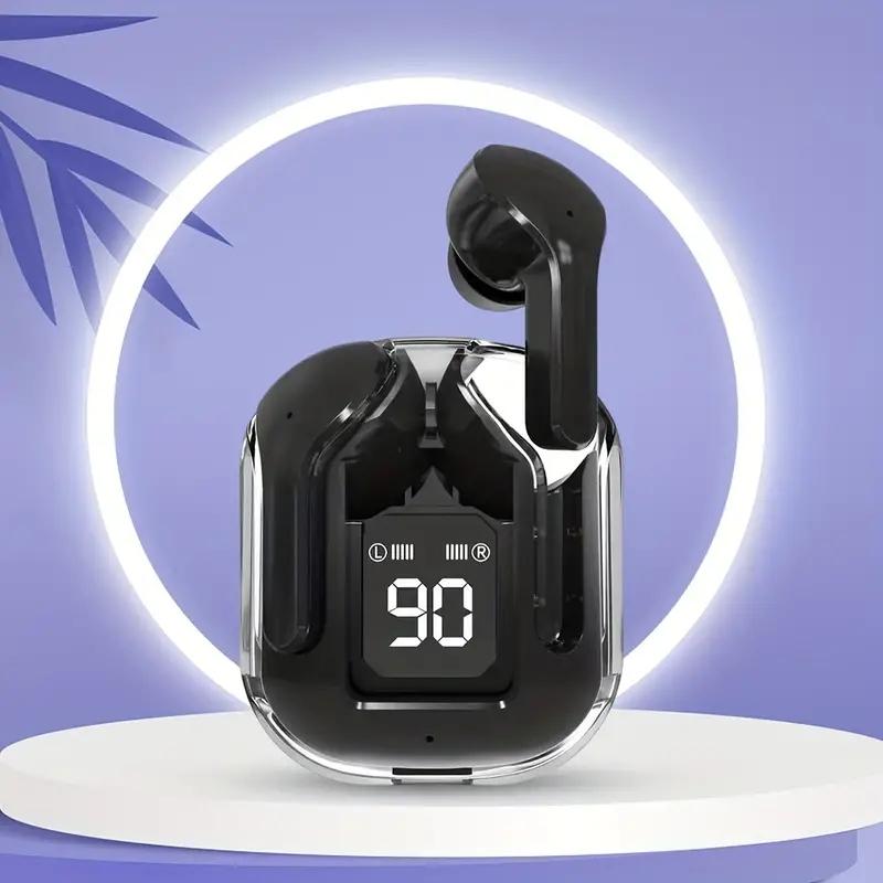 

Беспроводные Bluetooth наушники, прозрачные HIFI наушники со светодиодной подсветкой и цифровым дисплеем, стереозвук, наушники для телефона IOS Android чёрный