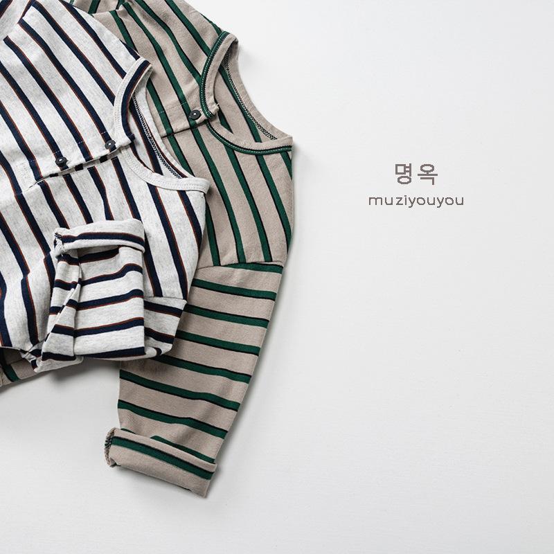 Unisex Kids Striped Long Sleeve T Shirt Children Casual Bottoming Top