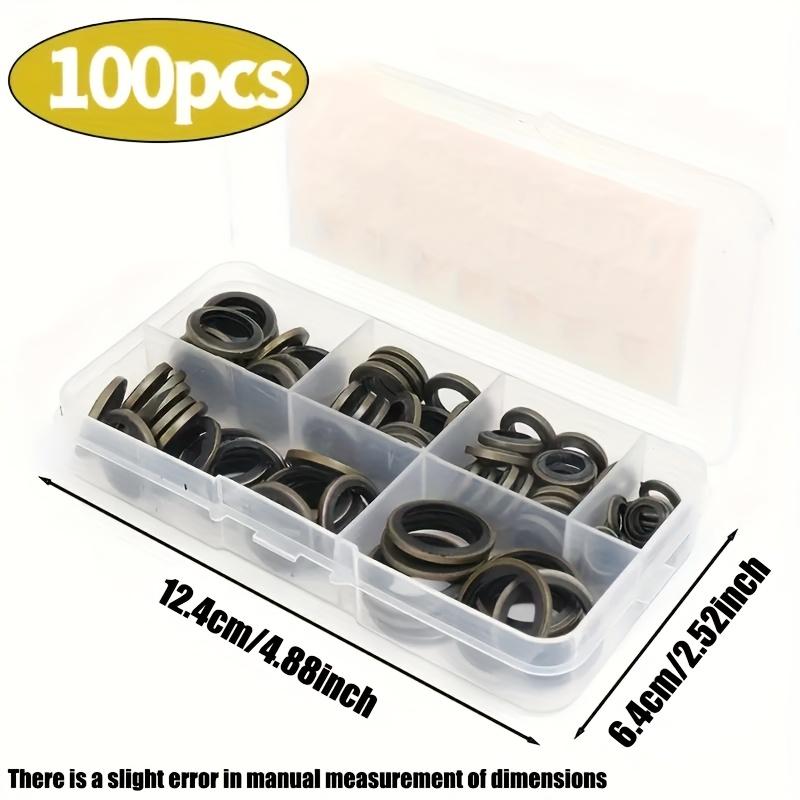 

100pcs/Box Car Oil Pan Drain Plug Rubber Drain Lock Rubber Drain Plug Rubber Replaceable Washer Seal Kit M6 M8 M10 M12 M14 M1 100pcs/box