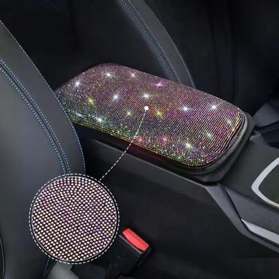 Bling Auto Armlehnenbezug Auto Mittelkonsole Schutzbezug Kristall Strass Armlehnenkissen Pad Autozubehör für Frauen