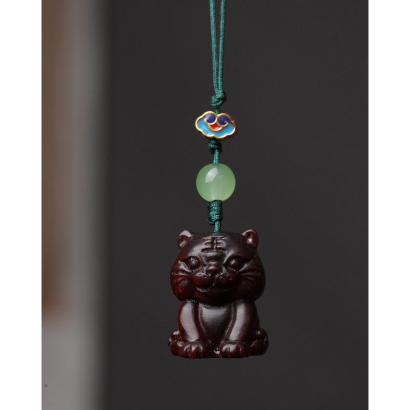 Zodiac Tiger Wooden Phone Charm & Key Chain: Cultural Night Market Souvenir