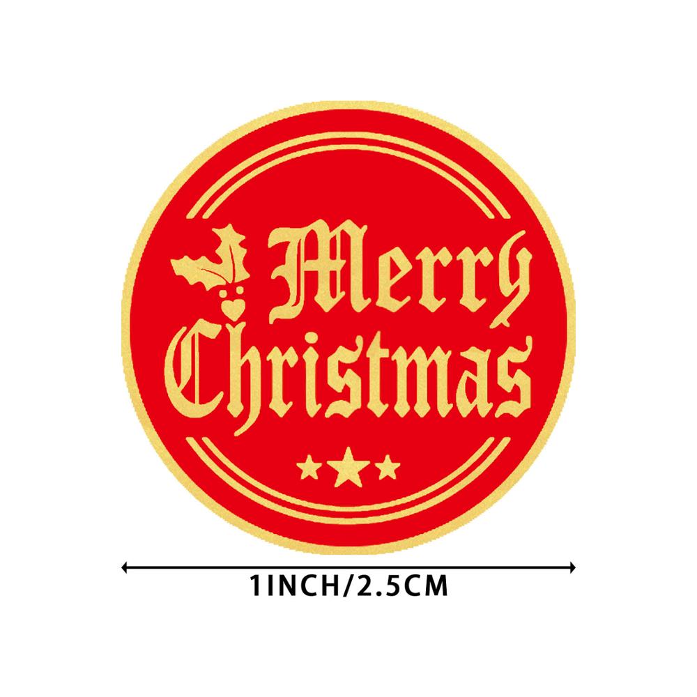 50-500Pcs Round 1 Inch Merry Christmas Golden Plated Stickers Gift Candy Box Homemade Cookies Bag Sealing Decoration Decals